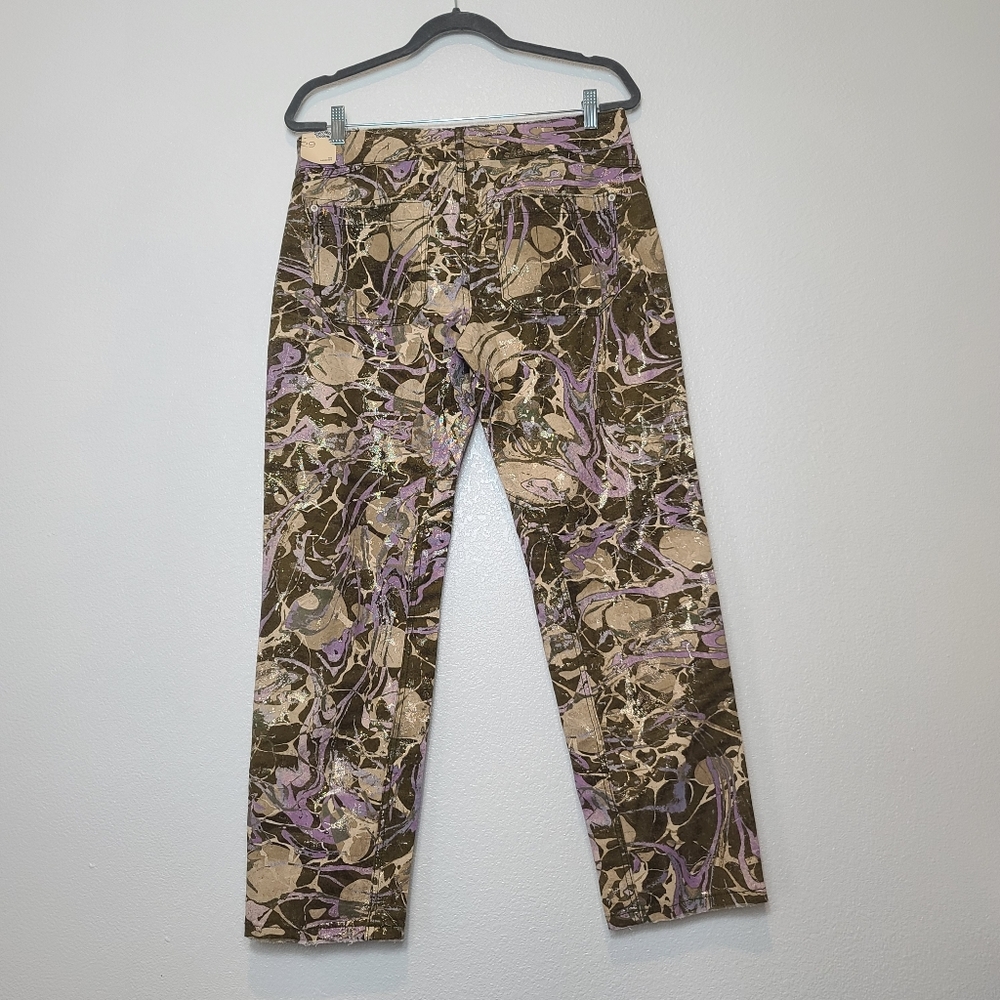 NWT Anthropologie Pilcro The Wanderer Low-Rise Metallic Marble Print Pants - Picture 11 of 11